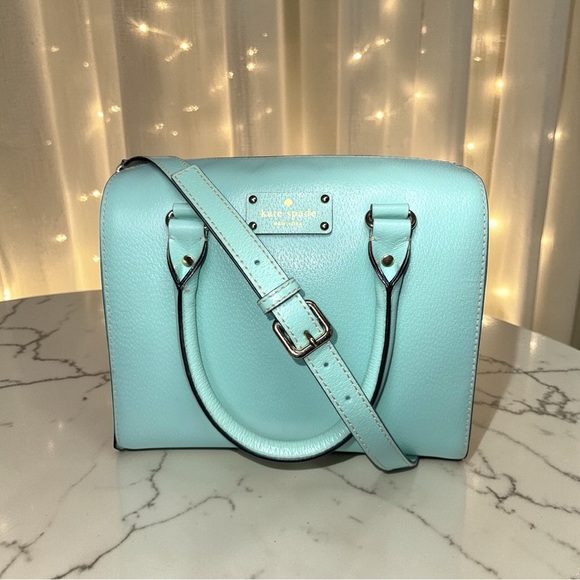 Kate Spade Alessa Wellesley Robin’s Egg Blue Leather Satchel Crossbody 🩵 EUC - Picture 7 of 13